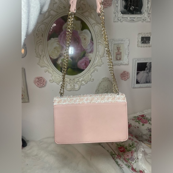 Guess pink tweed shoulder purse - Picture 2 of 5